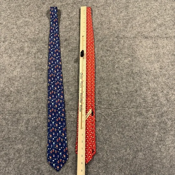 Salvatore Ferragamo Silk Ties Mens Lot 2 Red Reindeer Nativity Christmas Italy
